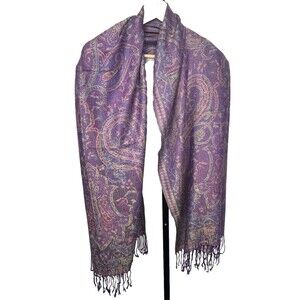 Purple Paisley Scarf Shawl Wrap Fringe‎ Tassel Boho Festival Romantic Soft New